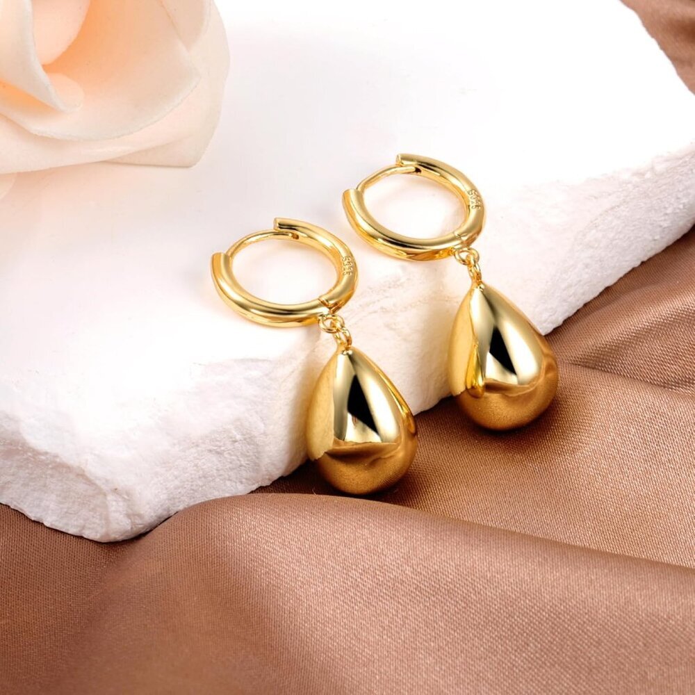 925 Sterling Silver Teardrop Leverback Earrings for Women Girls Waterdrop Tear D - Picture 8 of 8
